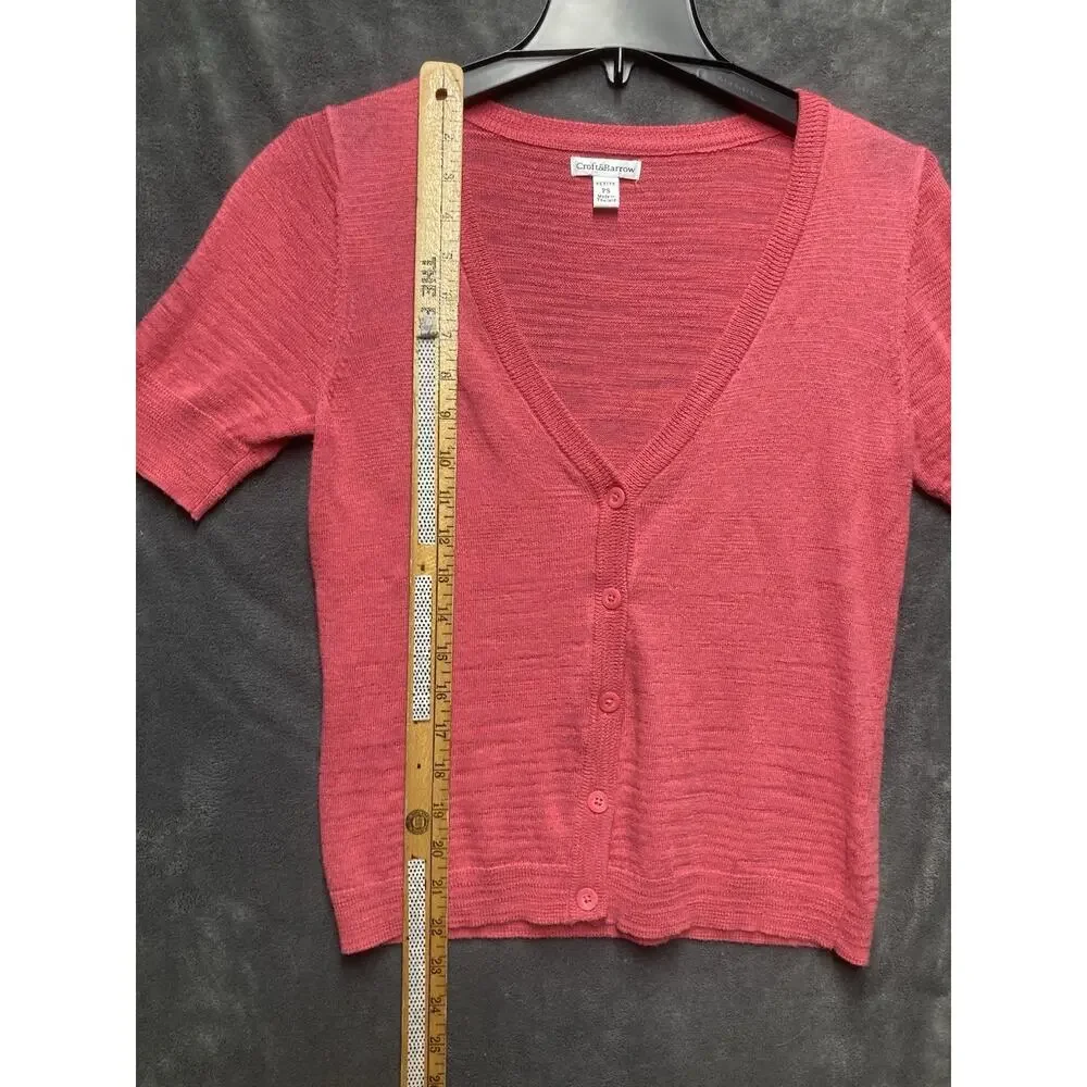 Croft & Barrow Lot of 2 Button Cardigans 3/4 Slv Pink/Teal Petite PS Soft Girl